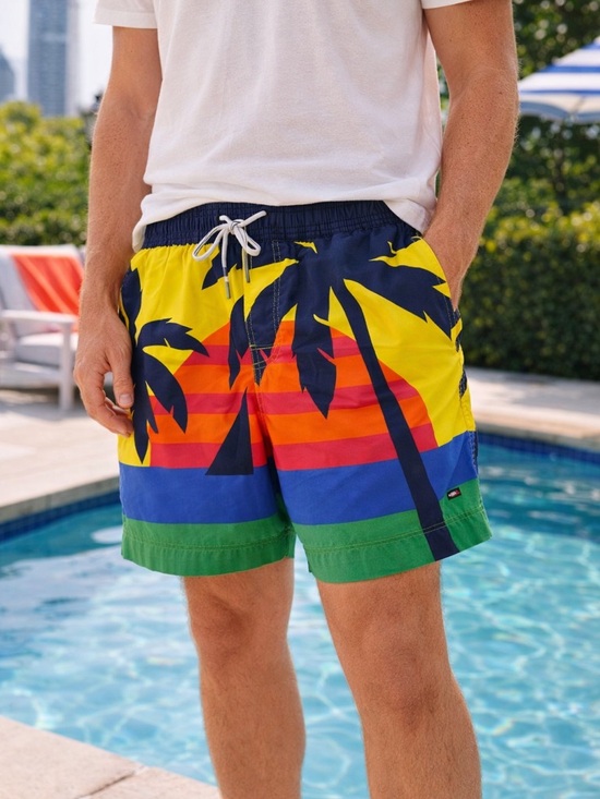 Tommy Hilfiger Other - Tommy Hilfiger Tropical Palm Tree Swim Trunks Rainbow Sunset Men’s Medium
